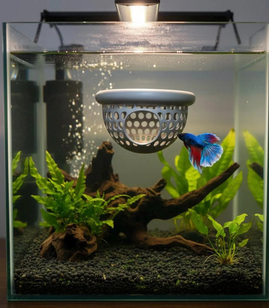 Floating Betta Fish Bungalow & Feeder Ring - Betta Rest Hammock